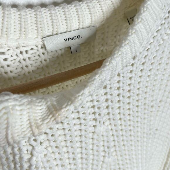 Vince Mirrored Rib Knit Pullover Sweater Womens Small Ivory Minimalist Fisherman - Picture 13 of 14